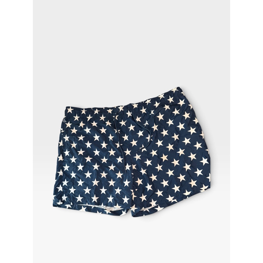 George Mens Swim Trunks 2XL 44-46 Navy Blue Stars Patriotic Americana Shorts